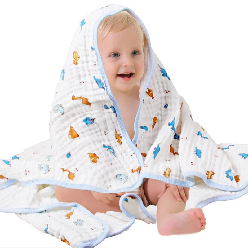 CloudSoft Muslin Baby Bath Towel – Ultra-Gentle 105x105cm Wrap for Newborns & Toddlers