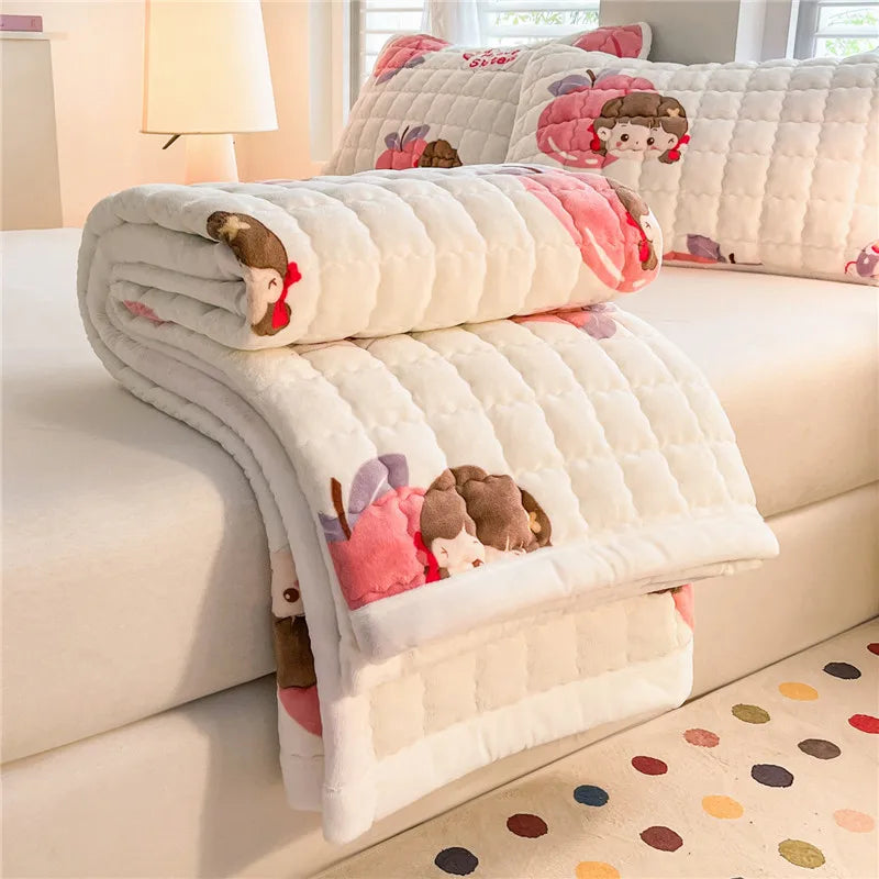 Velvet Comfort Thicken Mattress Topper – Soft Quilted Bed Mat for Winter Warm Beds