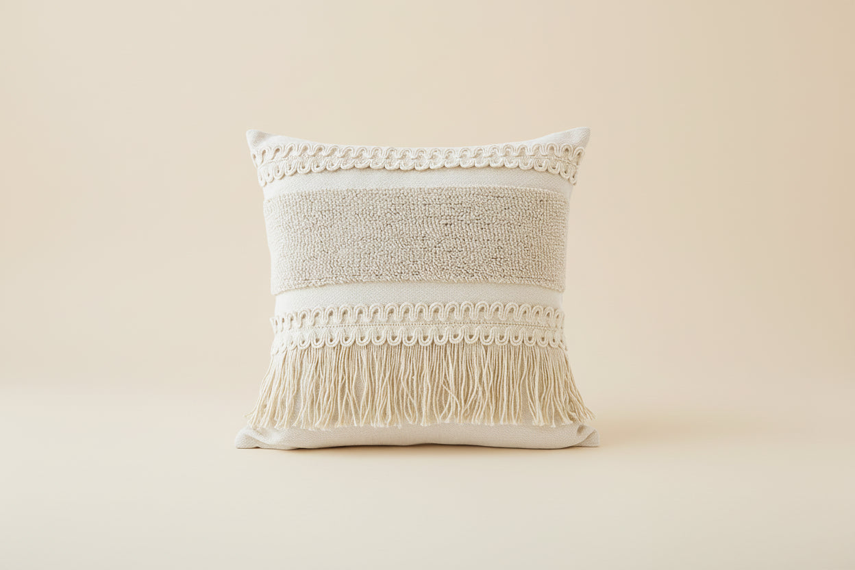 Bohemian Tassel Cushion Cover – Cotton Linen Decor