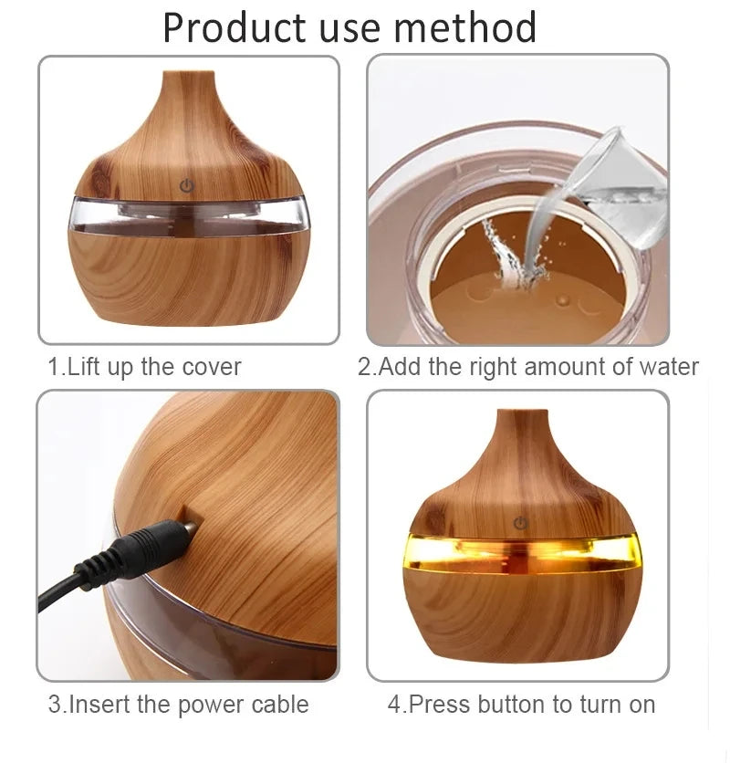 CalmHaven Ultrasonic Aroma Diffuser – 300ml Cool Mist Electric Humidifier for Relaxing Spaces