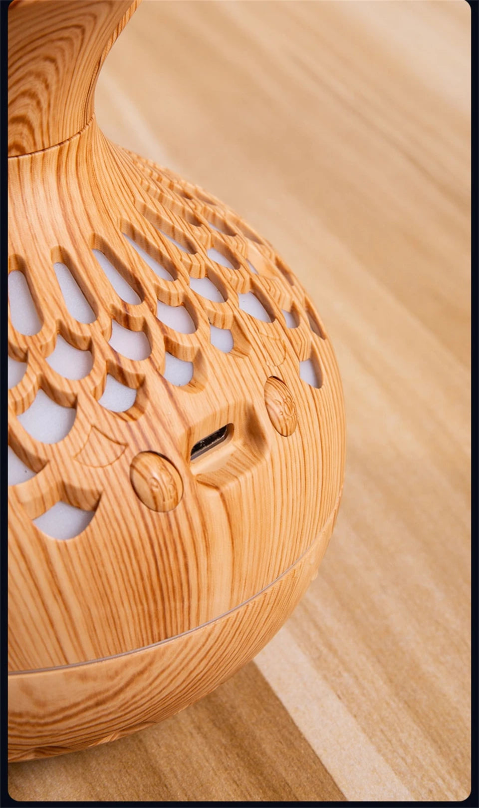 Mini Wood Grain Aroma Diffuser – LED Humidifier