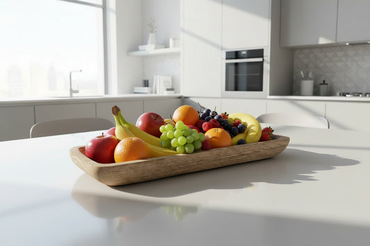 Wooden Decorative Bowl Tray – Elegant Narrow Centerpiece