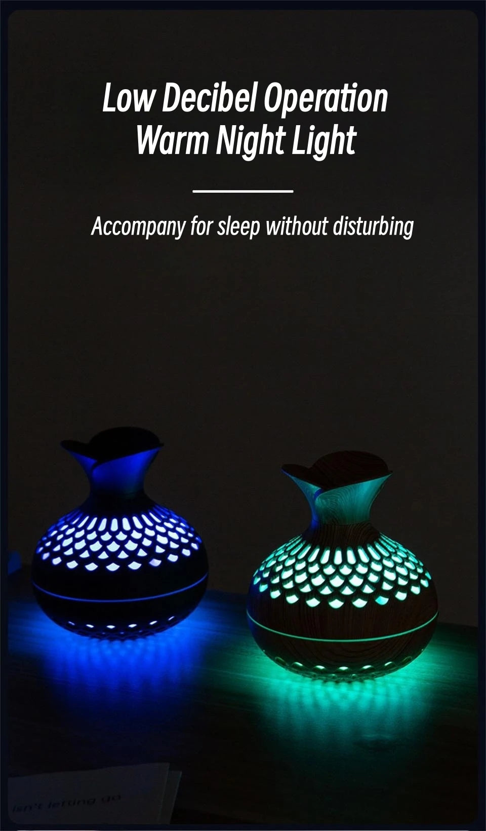 Mini Wood Grain Aroma Diffuser – LED Humidifier