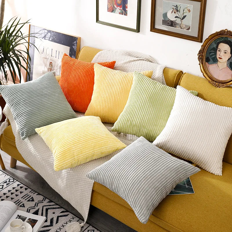 Corduroy Plush Cushion Cover – Luxury Decorative Pillow