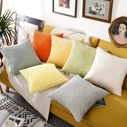 Corduroy Plush Cushion Cover – Luxury Decorative Pillow