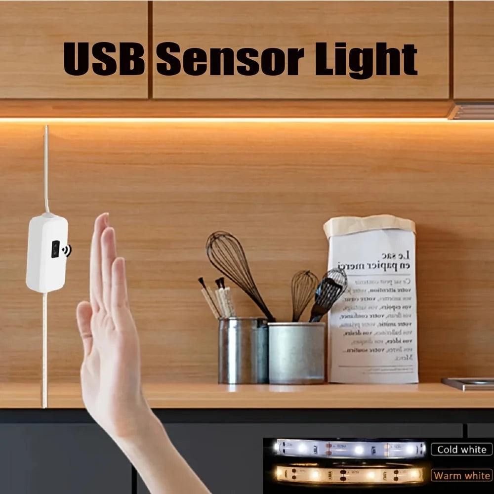 LumiScan Motion Sensor LED Light Strip – Hand Wave ON/OFF USB Tape for Closet & Kitchen Lighting