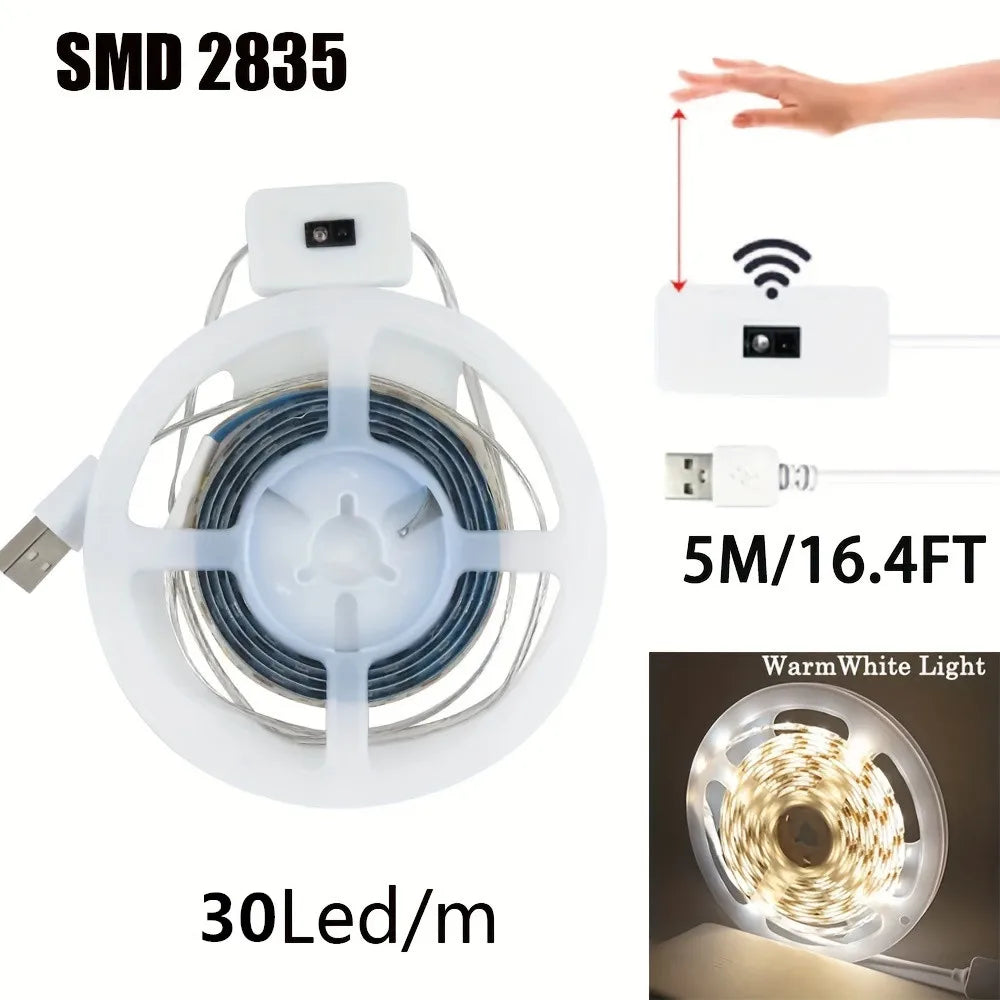 LumiScan Motion Sensor LED Light Strip – Hand Wave ON/OFF USB Tape for Closet & Kitchen Lighting
