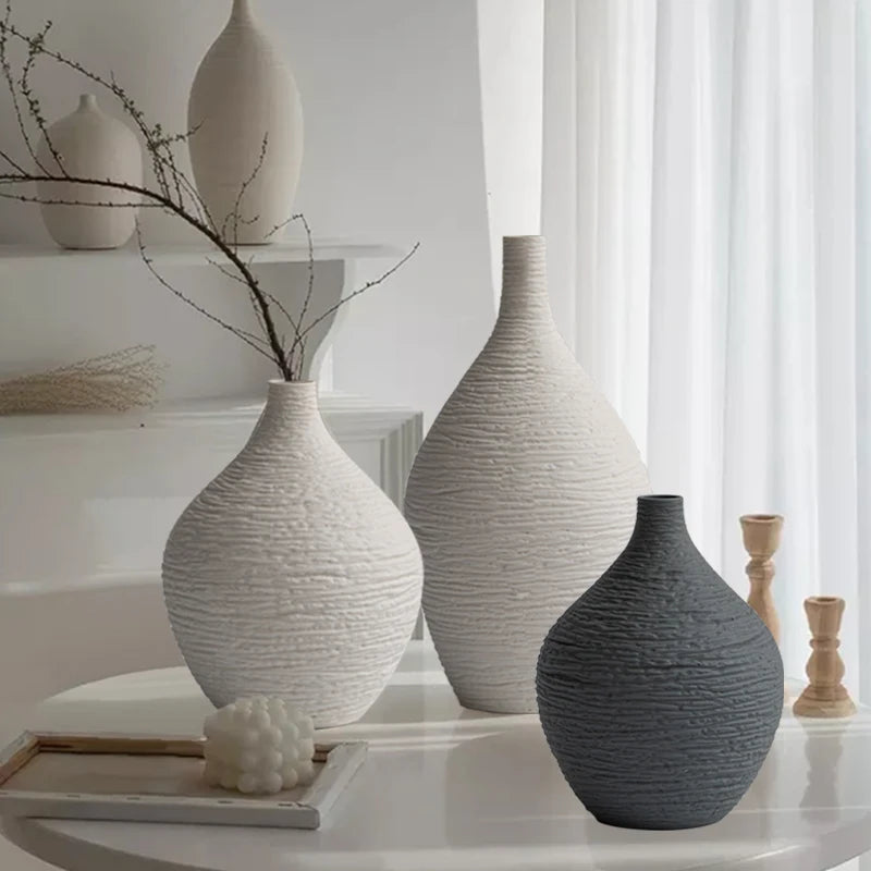 Ceramic Vase – Nordic Minimalist White Decor for Light Luxury Modern Interiors