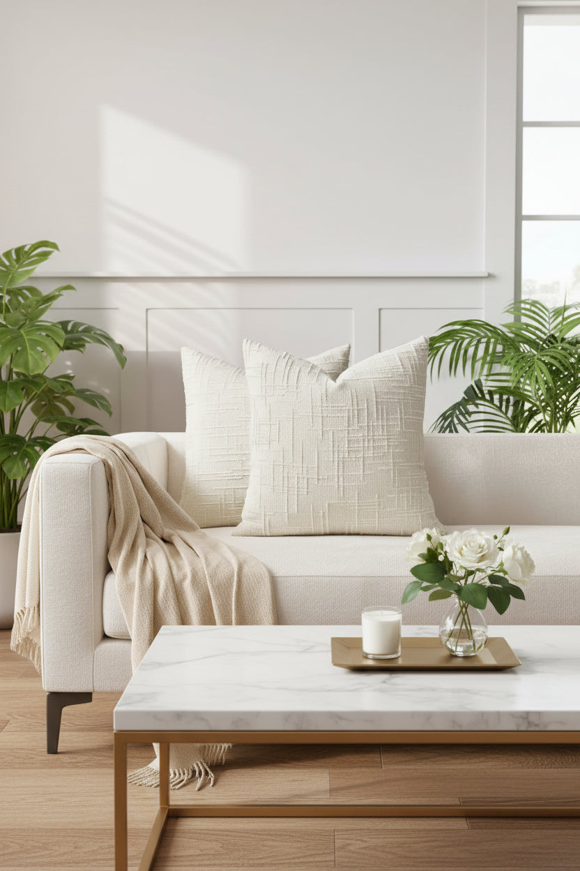 Chenille Cushion Cover – Bamboo Texture Minimalist Decor