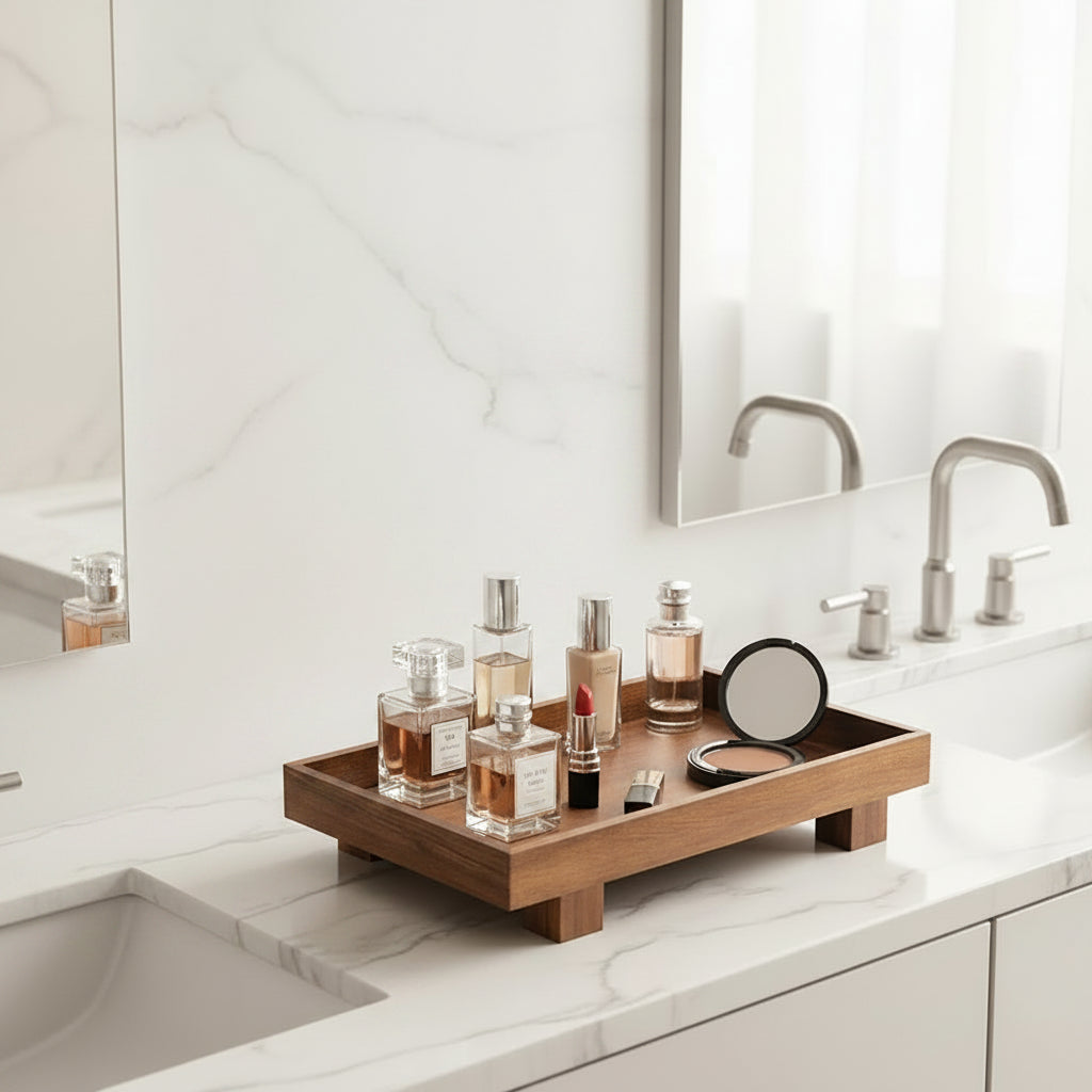 Elegant Wooden Organizer Tray – Minimalist Vanity & Home Decor