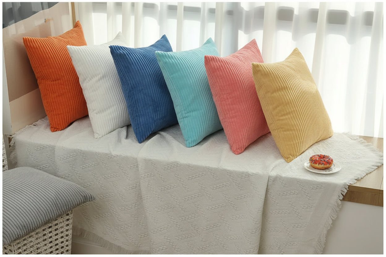 Corduroy Plush Cushion Cover – Luxury Decorative Pillow