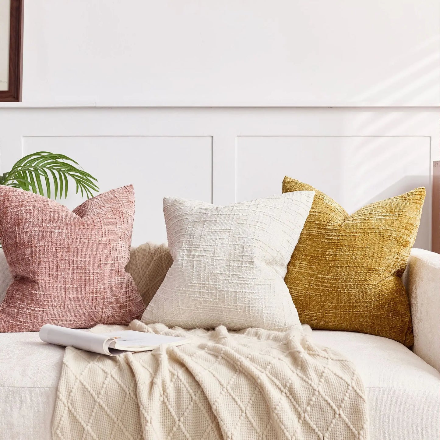 Chenille Cushion Cover – Bamboo Texture Minimalist Decor