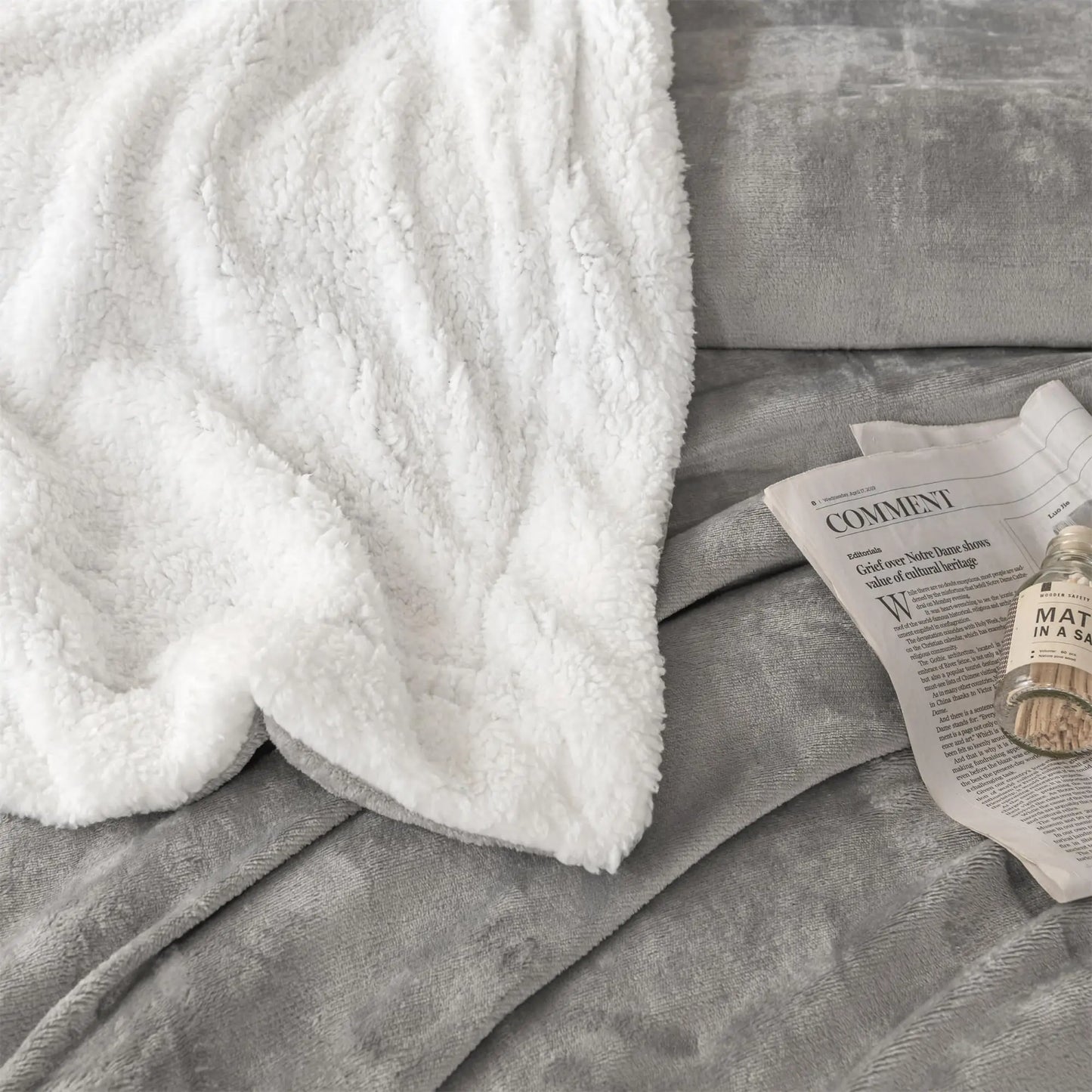 Luxury Reversible Sherpa Blanket – King Size