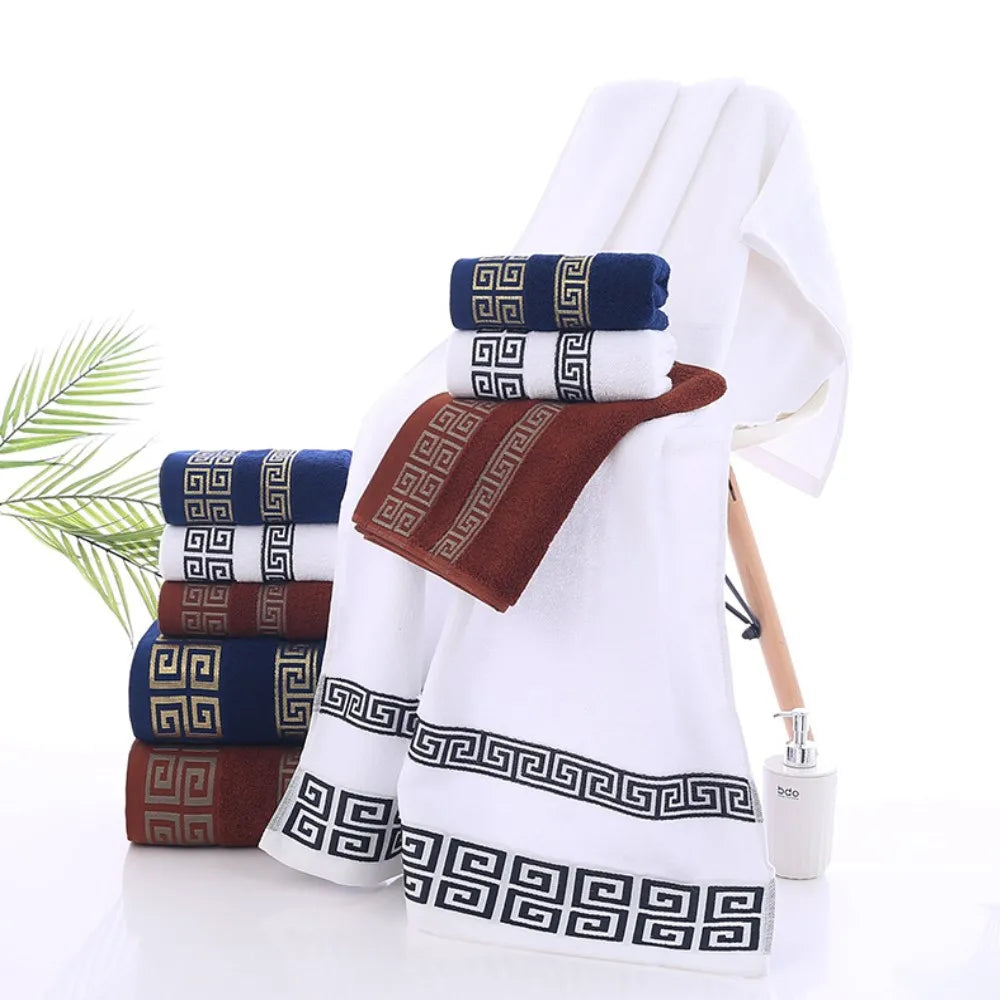 Luxury 3-Piece Cotton Bath Towel Set – 1 Bath Towel & 2 Hand Towels, Soft Quick-Dry Hotel Quality