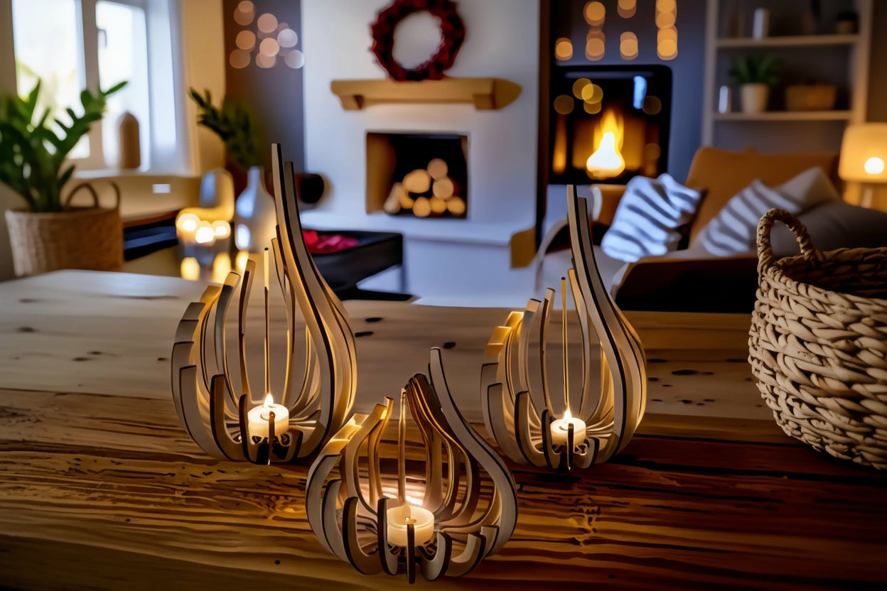 Handcrafted Wooden Candle Holder – Minimalist Home Décor