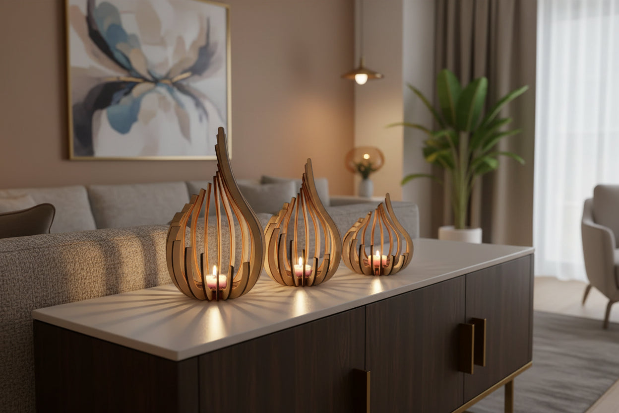 Handcrafted Wooden Candle Holder – Minimalist Home Décor