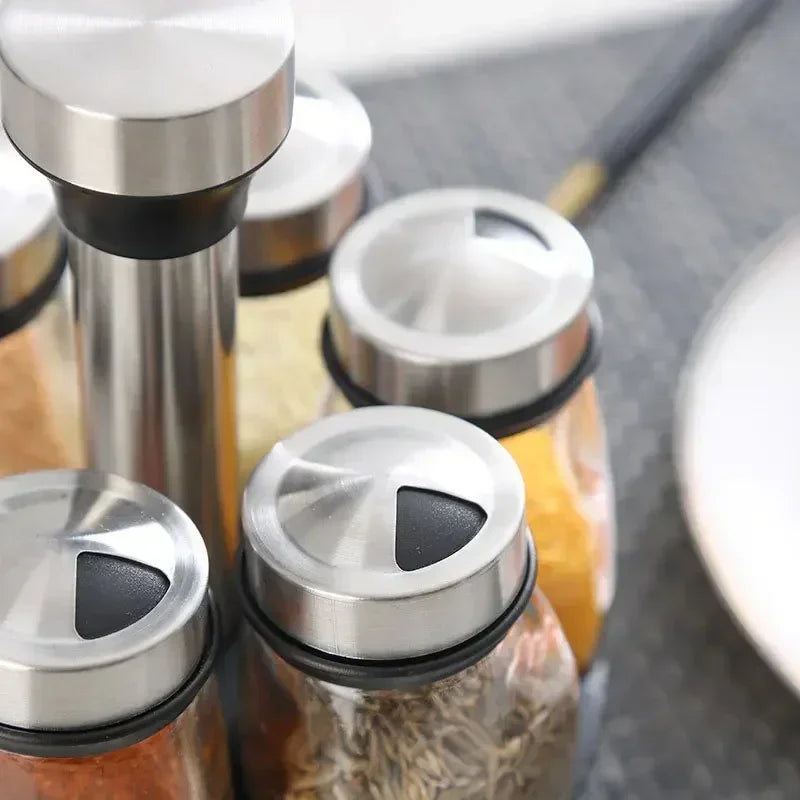 Glass Jar Rack for Seasonings