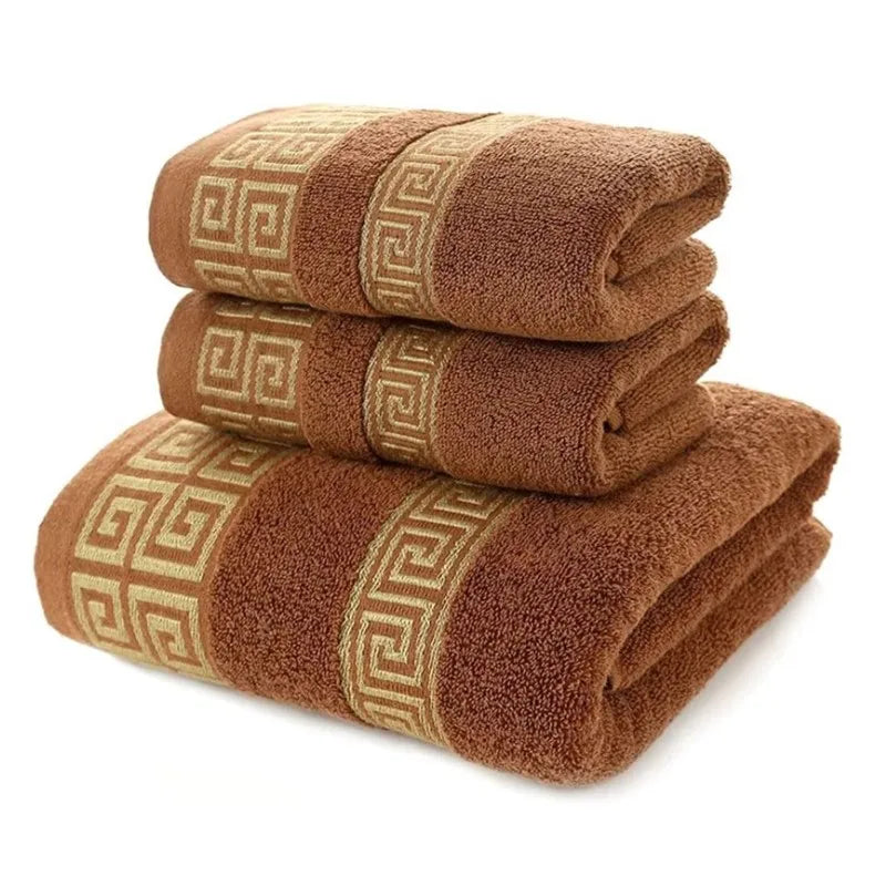 Luxury 3-Piece Cotton Bath Towel Set – 1 Bath Towel & 2 Hand Towels, Soft Quick-Dry Hotel Quality