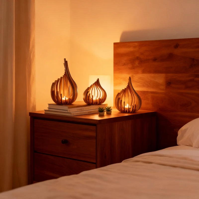 Handcrafted Wooden Candle Holder – Minimalist Home Décor