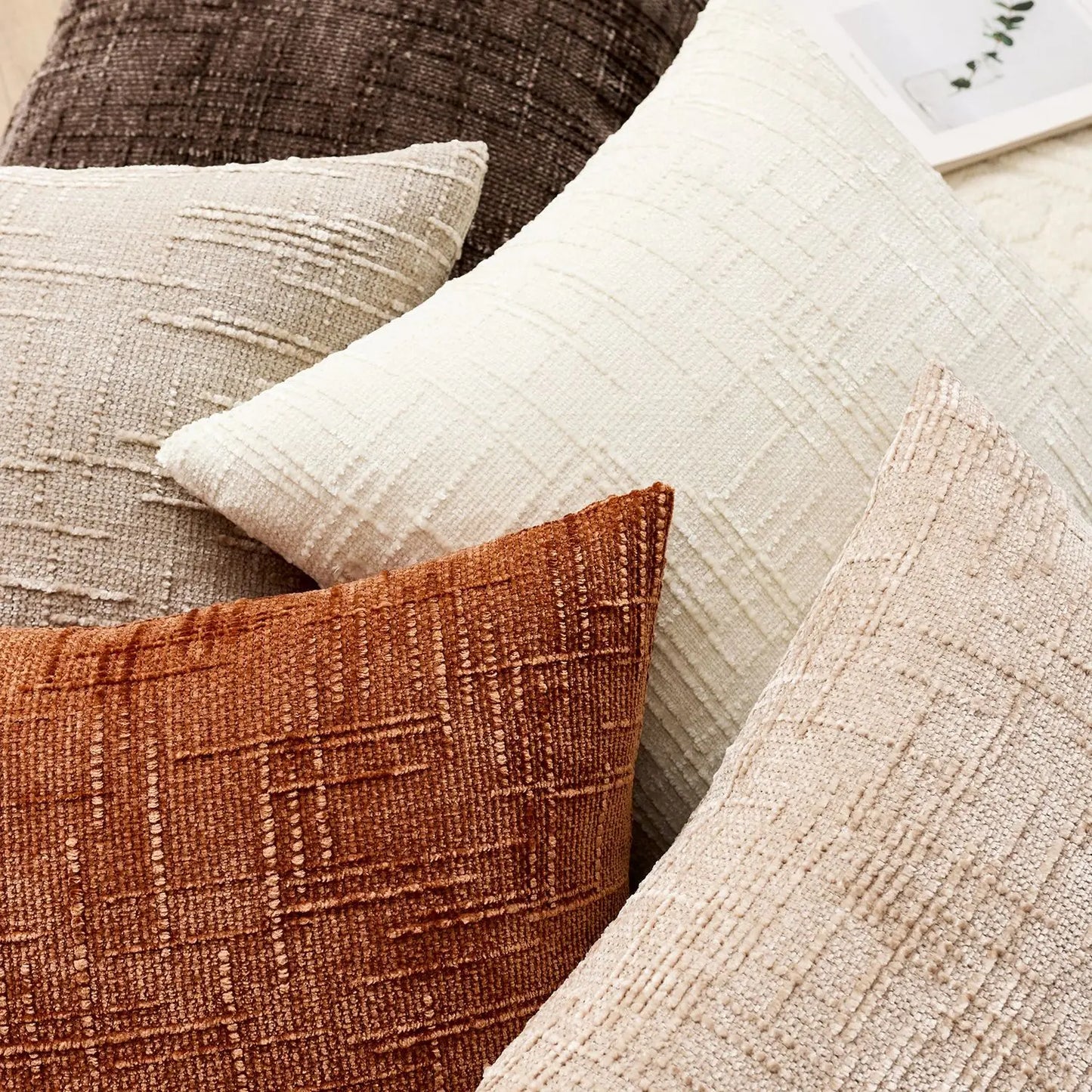 Chenille Cushion Cover – Bamboo Texture Minimalist Decor
