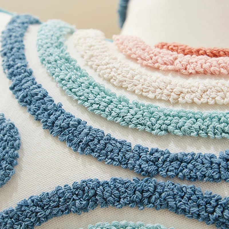 Abstract Tufted Tassel Cushion Cover – Boho Textured Decor