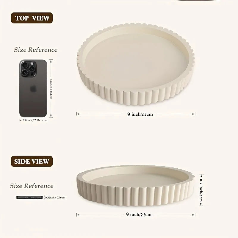 Wave Edge Decorative Tray – Modern White Centerpiece