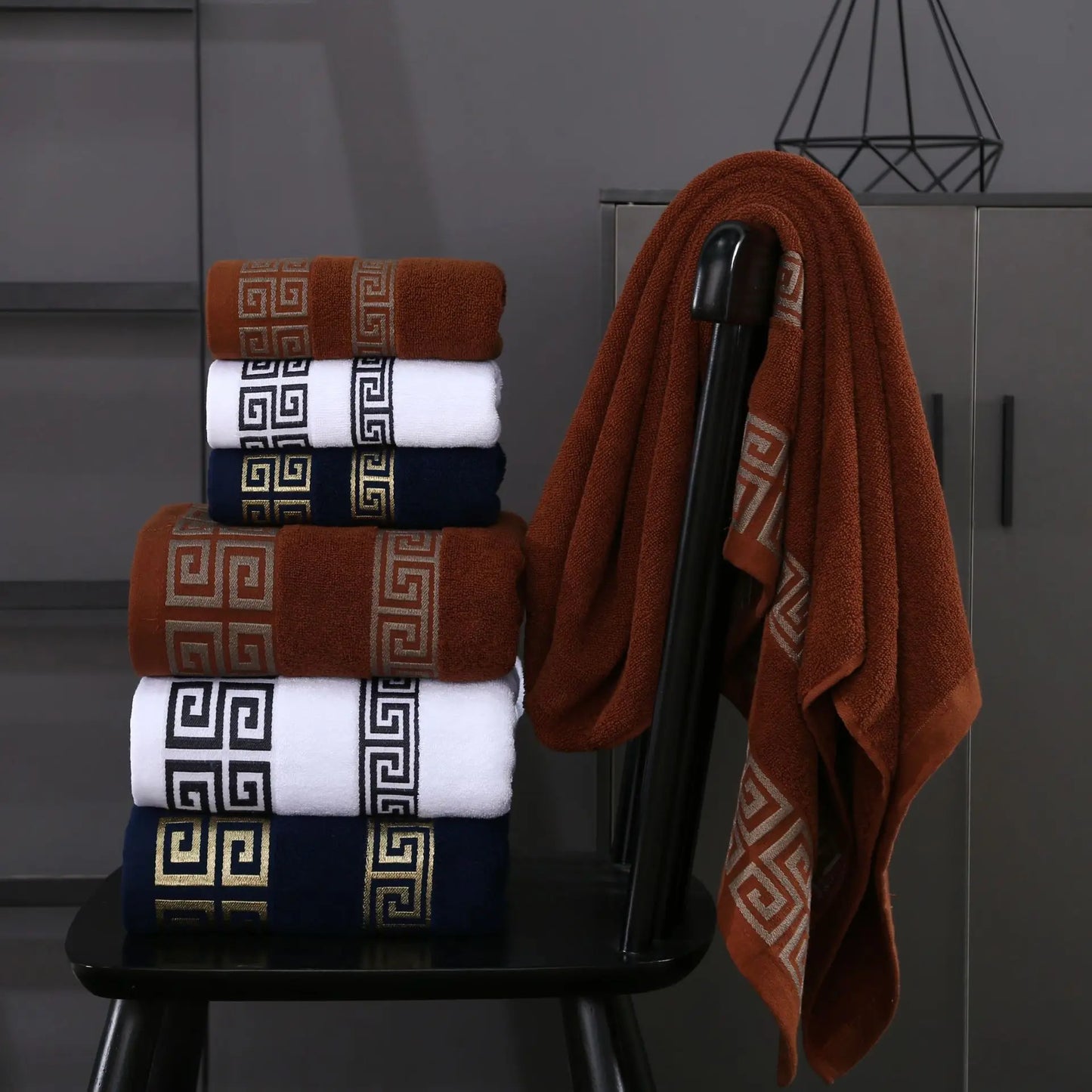 Luxury 3-Piece Cotton Bath Towel Set – 1 Bath Towel & 2 Hand Towels, Soft Quick-Dry Hotel Quality