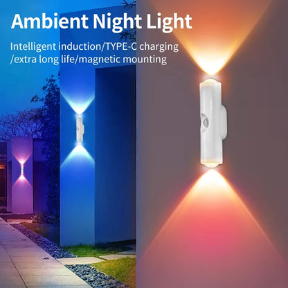 GlowTwin LED Night Light with Motion Sensor – Rechargeable RGB Magnetic Wall Lamp for Hallway, Cabinet & Stairs