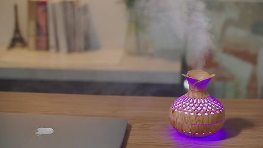 Mini Wood Grain Aroma Diffuser – LED Humidifier
