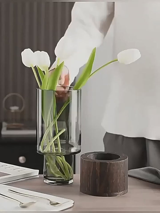 Amber Glow Glass Vase